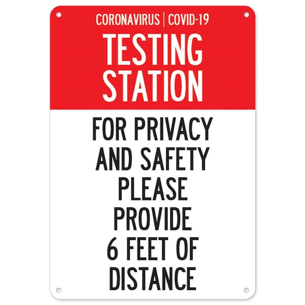 PSA, Testing Station Provide 6 Feet Of Distance, 18in X 12in Rigid Plastic, NS-P-1218-25553